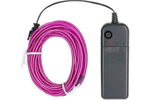 Searik LED Neon Light 16.4ft/5m, Portable EL Wire Glowing Rope Lights LED Strips String Lighting with Battery Controller for Halloween Decorations Party Favor Car DIY Clothes (Purple)