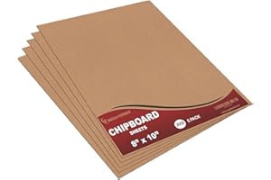 Mega Format Lot de 5 grandes feuilles en carton aggloméré épais .022 (20,3 x 25,4 cm) pour travaux manuels, enveloppes
