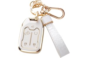 CACARLIKE for GMC Key Fob Cover with GM Keychain, Car Key Fob Case Compatible with 2019 2020 2021 2022 Chevy Silverado GMC Sierra 1500 2500 3500HD Terrain Acadia Smart Key Protector Holder