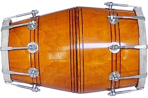 SCEXPORTS New Handmade Dholak for Bhajan and Kirtan india Traditional Dholak (Yellow Brown Line)