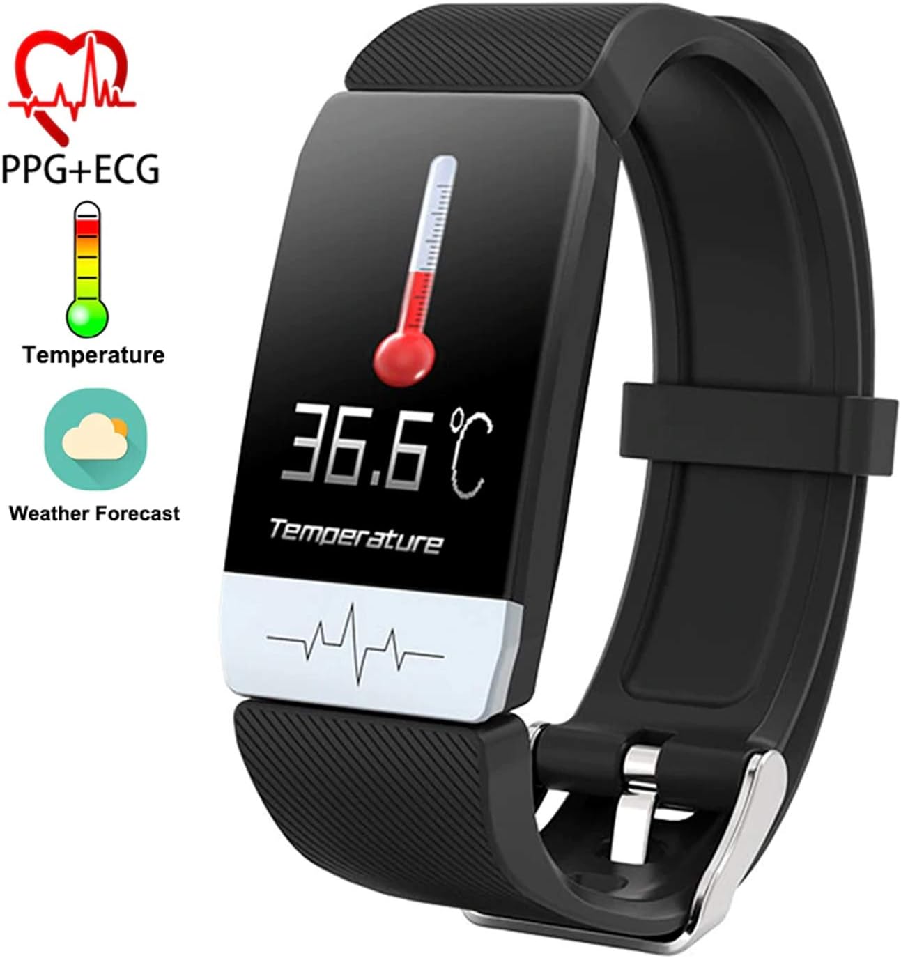 Fitness Tracker with Body Temperature Measuremen Activity Tracker Thermometer ECG Monitor Heart