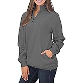 Samefar Womens Warm Cozy High Neck Long Sleeve Solid 1/4 Zip Pullover Sweatshirts with Pockets