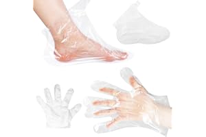 QIYUDA 100 PCS Paraffin Wax Feet Bags with 200 PCS Stickers Plastic Paraffin Bath Mitt Glove, Trial Shoe, Foot Cover, Sock Cover, Wax Thera-py Foot Bags