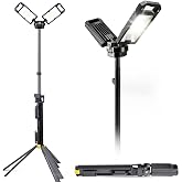 CRAFTZONE 10000 Lumen LED Work Light, Dual-Head Tripod Stand, Telescopic