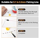 Realure 60 Pcs Rubber Fishing Bobber Stopper 6 in 1 Oval Black S view 3