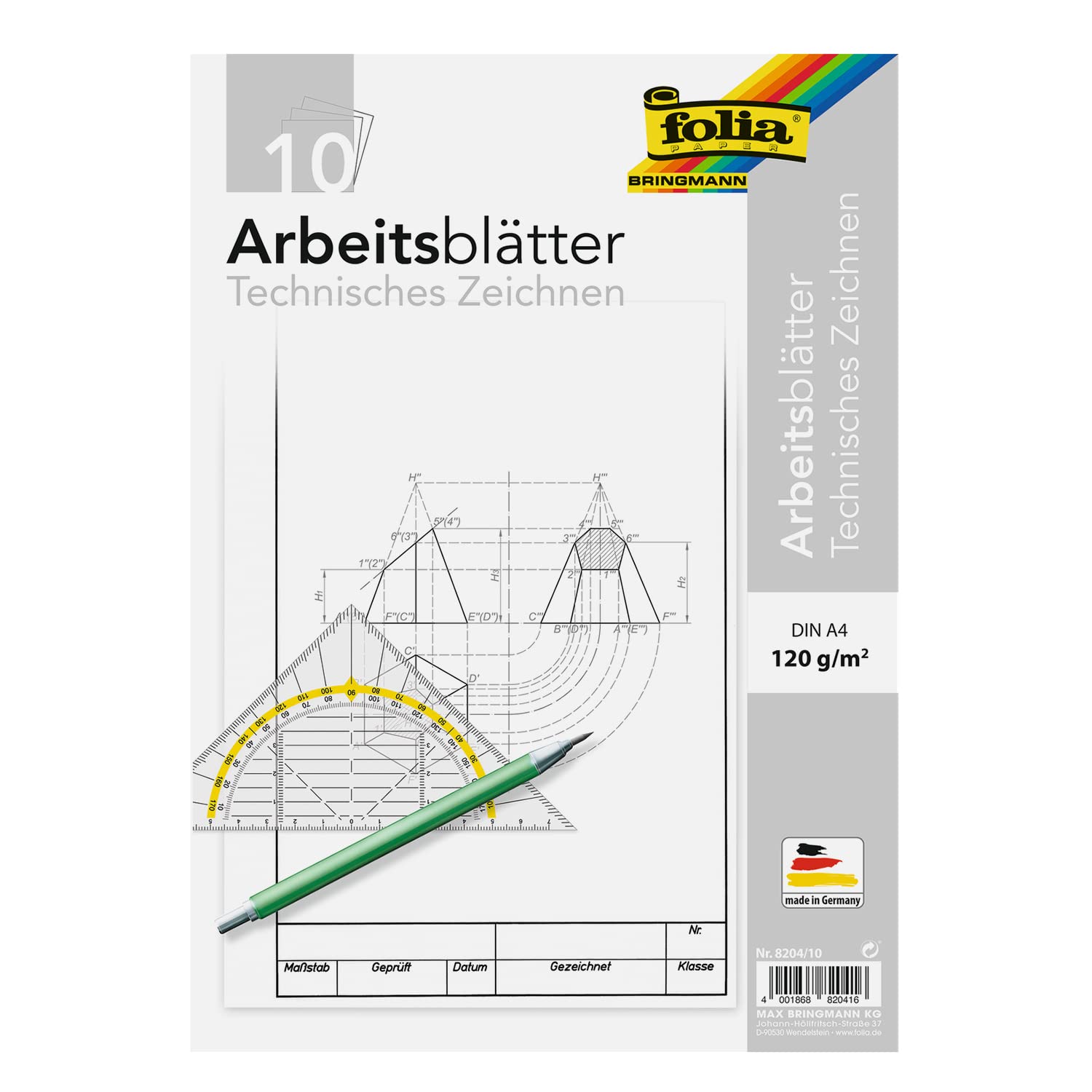 Folia 8204 10 Grained Drawing Paper Small Format A4 120 g 10 Sheets
