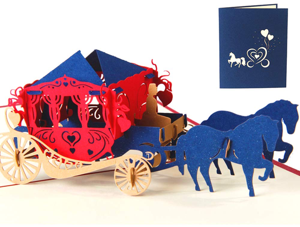 Deesospro® 3D Pop Up Geschenkkarte Hochzeitskutsche