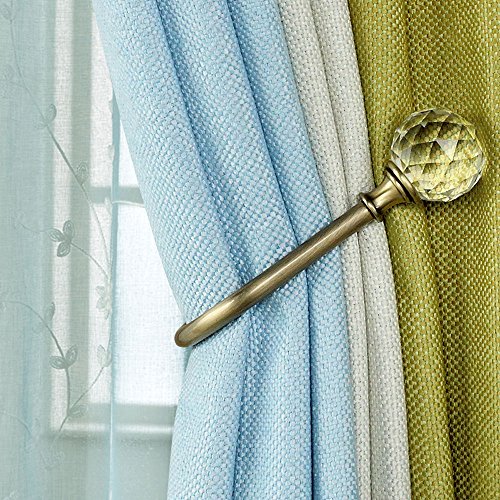 HSTYAIG Crystal Curtain Holdback Hooks Drapery Tiebacks Tassel Holder Window Decorative Hook Set of 2 (Green Bronze)