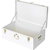 Vixdonos Large Metal Trunk Decorative Storage Box College Dorm Chest with Handle
