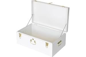 Vixdonos Large Metal Trunk Decorative Storage Box College Dorm Chest with Handle