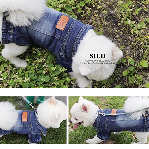 SILD Pet Clothes Dog Jeans Jacket Cool Blue Denim Coat Small Medium
