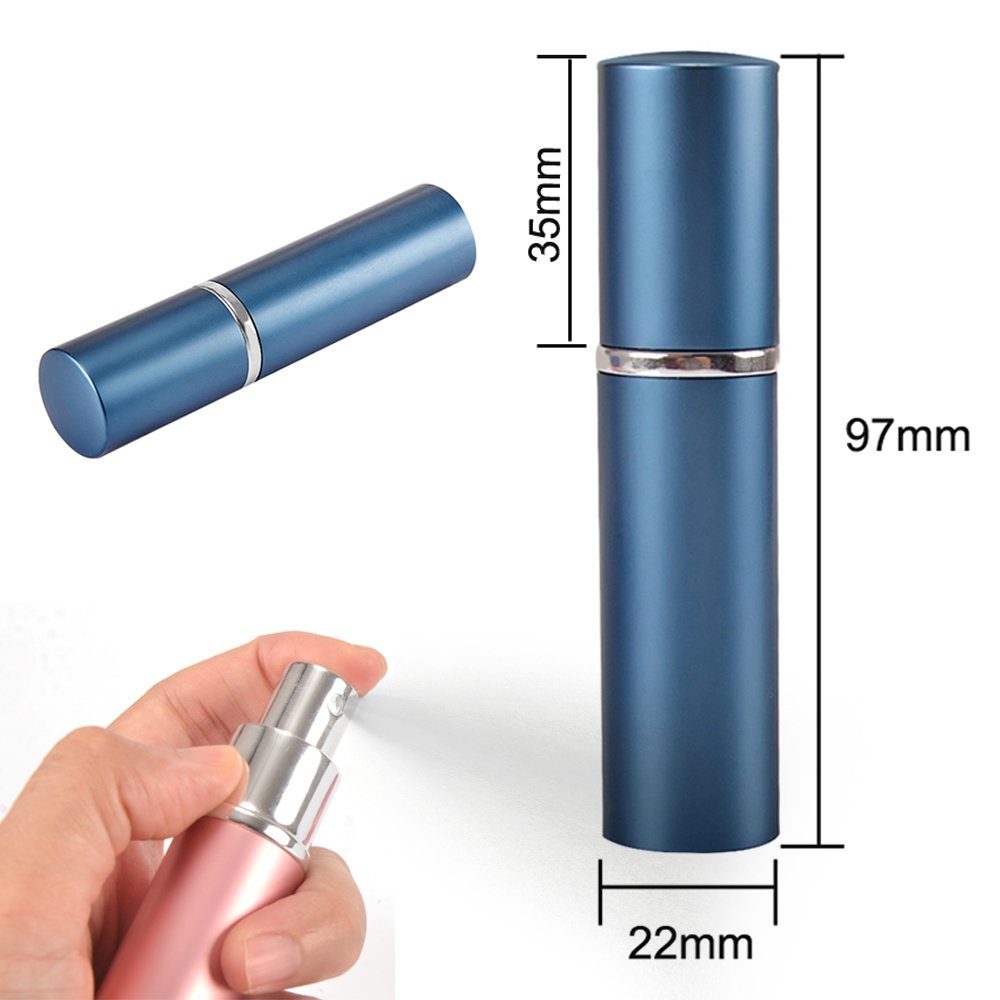 SHiZAK 4x 10ml Stylish (Colors Black, Silver, Blue and Pink) Travel Perfume Bottle Atomiser Refillable Fragrance Perfume Atomizer Empty Aftershave Spray Bottle