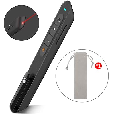 Wireless Presenter with Laser Pointer, Presentation Remote Presentation Clicker for mac, Laser Pointer 2.4GHz USB Powerpoint PPT Clicker Flip Pen for Office Teacher,Support Hyperlink (Black)