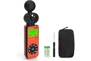 GOLDCHAMP Digital Anemometer Heat Stress Meter with WBGT Alarm, Handheld 4 in 1 Wind Speed Meter, Wind Speed(0.7-42m/s), Humidity, Temperature (℃/℉), Heat Index Checker, Backlight LCD HVAC Air Flow Meter