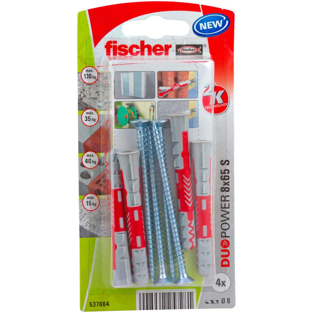 Fischer 537664 Blister Duopower, 8 x 65, Multicoloured
