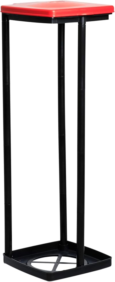 Axentia Rubbish Bag Stand, 120L Adjustable Holder with Lid, Blue/Red