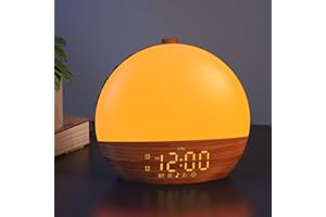THYBRO Sunrise Alarm Clock with Sound Machine - Wake Up Light, Wood Grain, Bluetooth, Dual Digital Alarm Clocks for Bedrooms, Adjustable Brightness, 30 Sleep Sounds, White Noise Machine for Baby & Adults