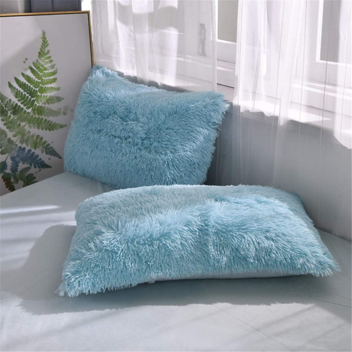 Amazon Com Soukach 2pc Fluffy Shaggy Pillowcase Faux Fur Pillows