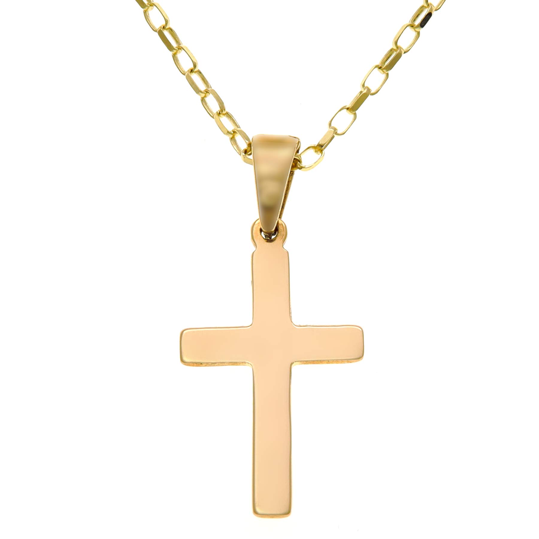 Alexander Castle Plain Solid 9ct Gold Cross Necklace for Women - Cross Necklace Pendant with 18" 9ct Gold Chain & Jewellery Gift Box - 25mm x 14mm