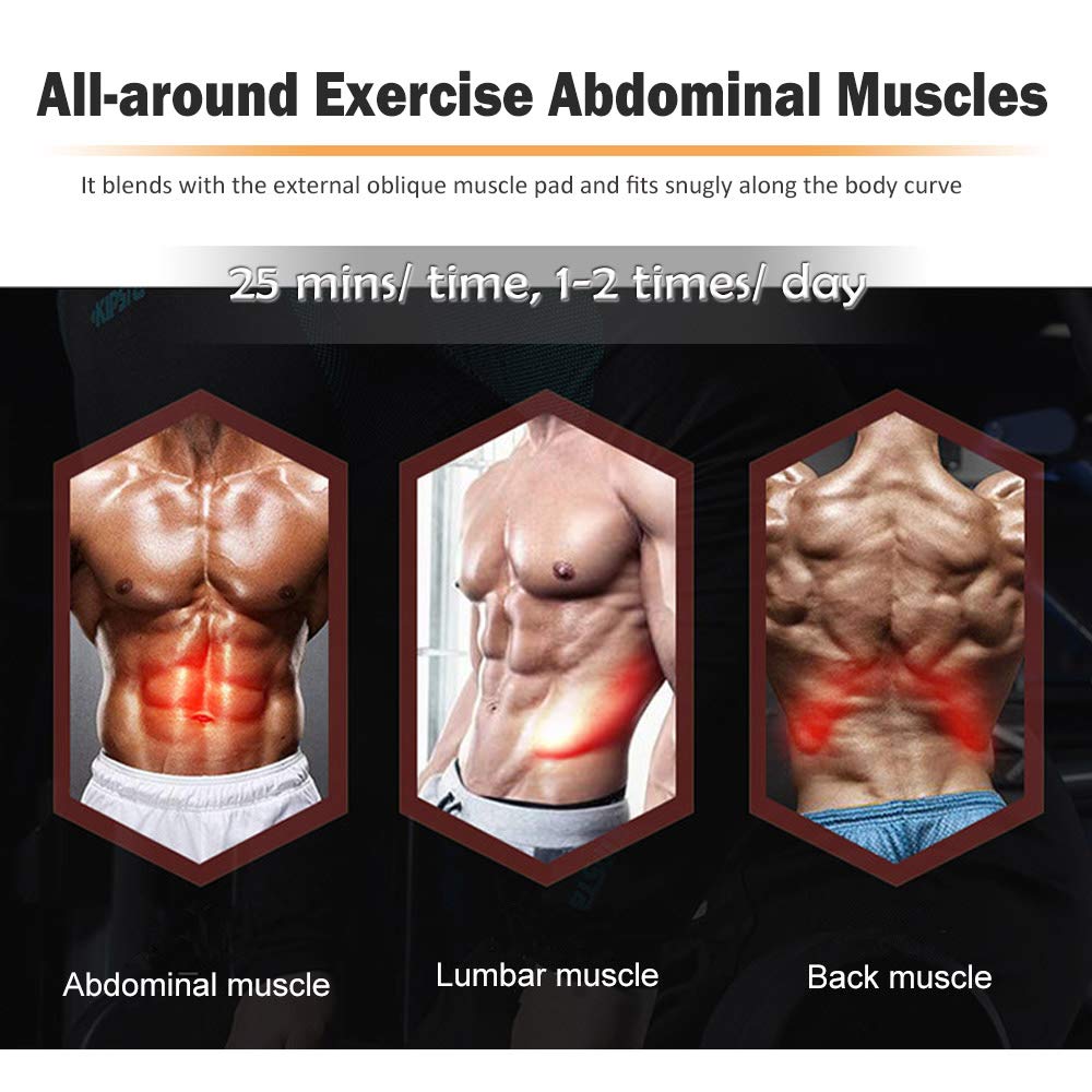 WONIU Muskelstimulation Elektrostimulation EMS Trainingsgerät Professionelle USB Aufladen Fettverbrennung Massage-gerät Elektrostimulatoren für Damen Herren (Schwarz)