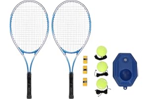 Solo Tennis Trainer Rebound Ball, Single Person Tennis Play Practice Set with Racket, Base, Training Tool Kit for All Ages Be