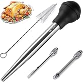QPMR Turkey Baster With Cleaning Brush, Stainless Steel Baster Tool for Cooking-Baster Syringe for Roaster Turkey, Include 2 