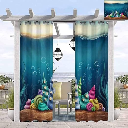 Anmaseven - Cortina para exteriores con diseño de concha de oceánica