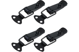 Antrader 4Set Black 201Stainless Steel Hardware Cabinet Boxes Spring Loaded Latch Catch Toggle Hasp with Screws, 2 1/4" Length with Lock Hole