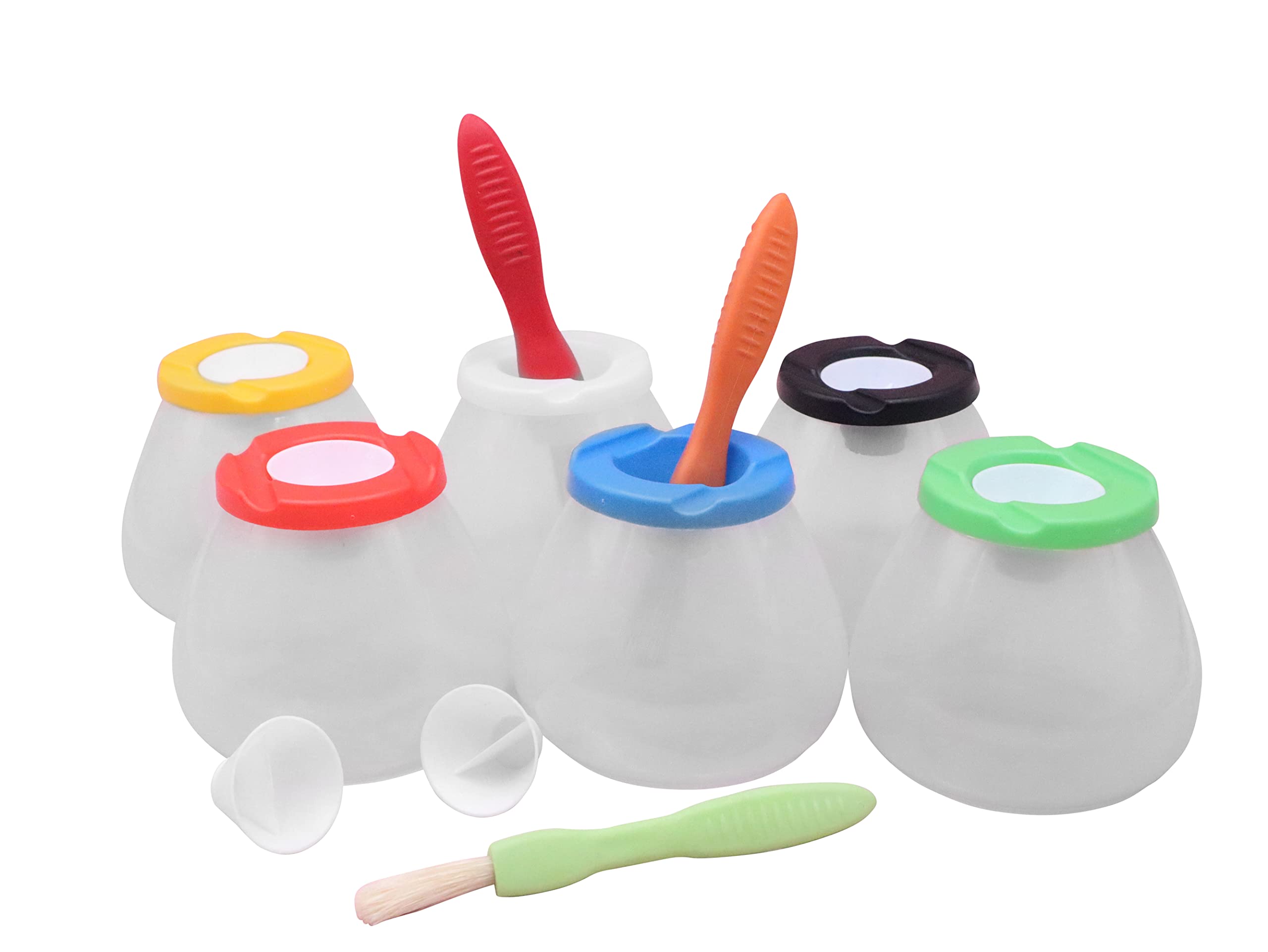 READY 2 LEARN Craftplay non-spill paint pots | Pack of 6 including lids and stoppers | No mess kids' pots