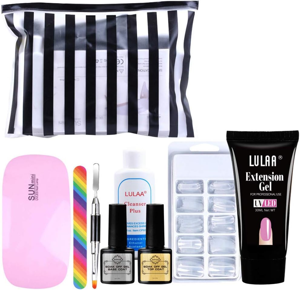 Poly Gel Nail Kit | Nail Polygel Extension Gel Polish Set, Nail Extension Builder Gel, Quick Extension Glue Set with LED Lamp for Home Salon (5Pcs, Multicolor)