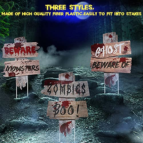 Shindel Halloween Yard Signs, Halloween Yard Decorations Outdoor Lawn Signs Halloween Yard Stakes Decor for Haunted House Scary Theme Party 3PCS
