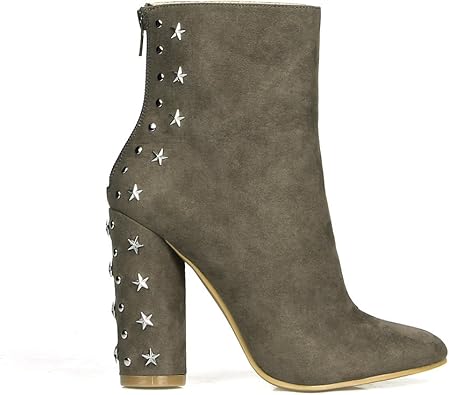 grey mid calf high heel boots