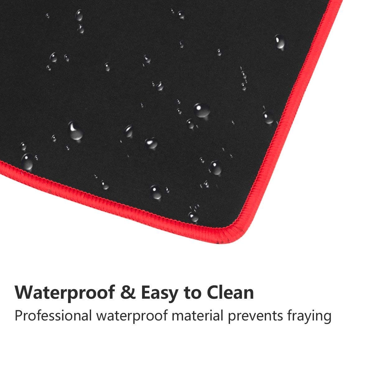 Gaming Mouse Pad, Vellepro XLarge Computer Extended Keyboard Mouse Mat Mousepad, Stitched Edges - Non-Slip Water-Resistant Rubber Base, 31.5 x 11.8 x 0.12 inch - Black