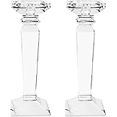 DONOUCLS Crystal Candlestick Holders 2 Pack- Clear Crystal Taper/Pillar Candles Holder– Table Centerpieces for Party and Wedding Decoration(10.6in Tall)