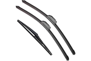 RAINTOK Windshield Wiper Blade Set Replacement for Toyota Rav4 2006-2012 Original Equipment Replacement Front Wiper Blades-24"/17"/12" (Set of 3) U/J Hook