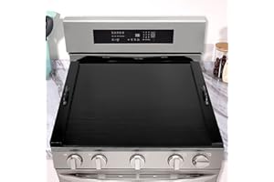 FUBEGI Wooden Stove Top Cover Board for Gas Burner & Electric Stove, Wood Noodle Board Stove Cover with Handle for Gas Stovetop 4 & 5 Burners, Stove Top Cutting Board Oven Top Cover Cooktop Protector, Black