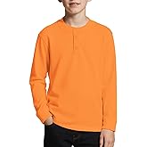 Silenroar Boys Henley Long Sleeve Shirt Plain Triblend T-Shirt Crewneck Button Tee Fitted Casual Tops