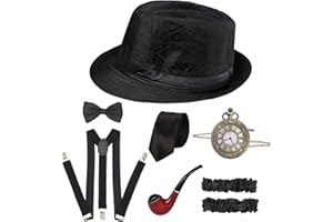 CHUANGLI 1920S Mens Great Gatsby Accessories Set Roaring 20s 30s Retro Gangster Costume