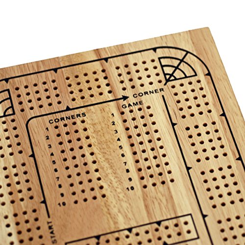 WE Games Classic Cribbage Set - Solid Wood Continuous 4 Track Board with Pegs