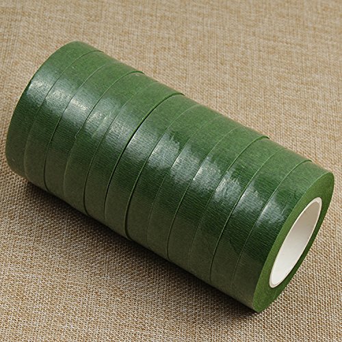 12 Rolls Green Floral Tape for Wrapping Stem Artificial Flower and Craft 1/2 Inch x 30 Yards