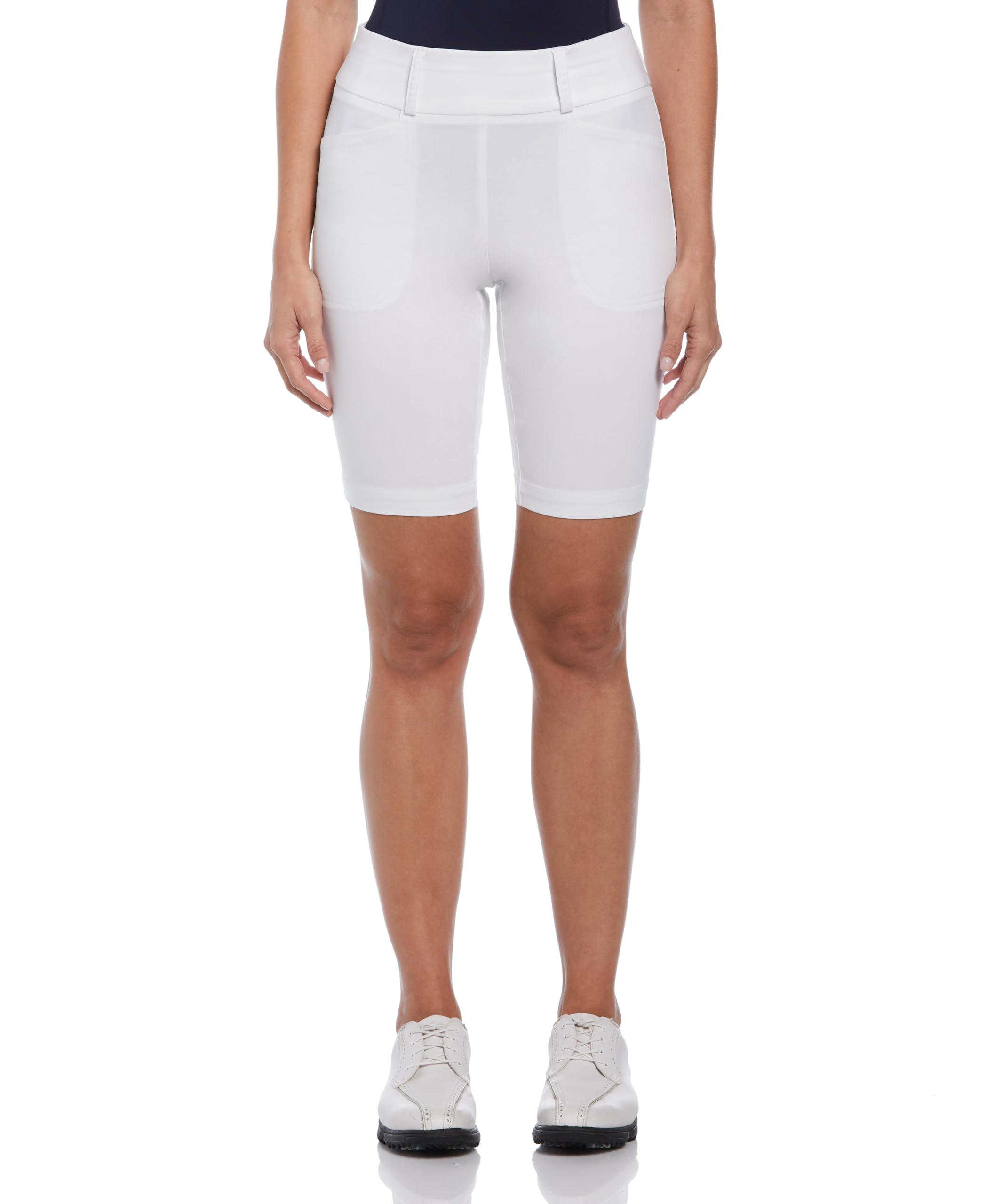 PGA Tour Women’s 9.5” Pull-On Golf Shorts with Tummy Control, Performance Stretch, Moisture-Wicking, Sun Protection, Bright White, XX-Large