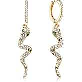 Snake Earrings for Women, 18K Gold Plated Boho Snake Hoop Earrings, Cubic Zirconia Dangle Earrings, Hypoallergenic Hoop Earring Gifts for Her