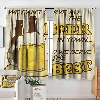 Amazon Com 1950s Print Decor Curtains Vintage Art Beer Glass