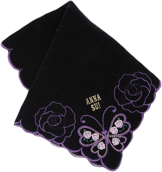 Amazon Anna Sui タオルハンカチ ブラック 綿100 婦人 大判 ハンドタオル 28cm Anna Sui 12 60 ハンカチ バンダナ 通販