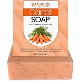 Carrot Soap for Skin Brightening &ndash; Natural Carrot Soap Bar for Spots on Face, Body, Neck, Underarm &ndash; Carotene Reduces Acne, Brightens Spots, &amp; Evens Skin Tone &ndash; Kojic Acid Glow Bar Made in USA
