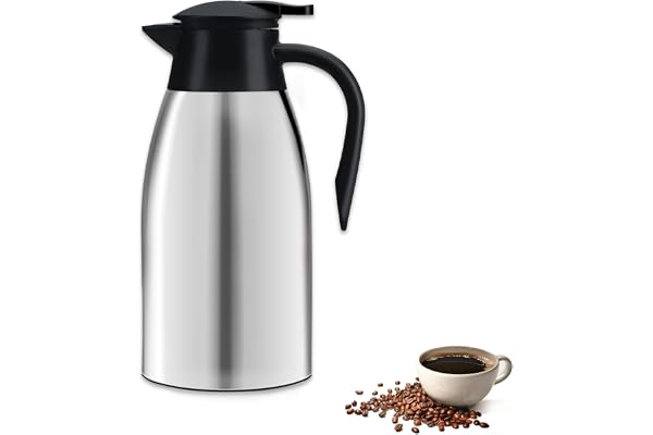 2 Litre Thermal Coffee Carafe Jugs, Vacuum Jug Stainless Steel Double-Wall Vacuum Insulated Coffee Pot Coffee Plunger, Juice/