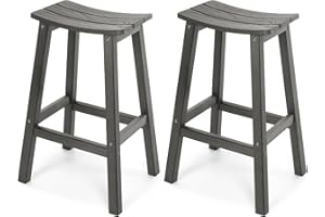 STOOG All-Weather Bar Stools Set of 2, 28" Height Outdoor Bar Stools, Never Rot or Fade, for Bar, Kitchen Counter, Deck, and Patio, Grey