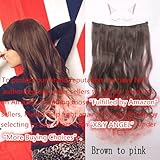 X&Y ANGEL -New Two Tone One Piece Long Curl/curly/wavy Synthetic Thick Hair Extensions Clip-on Hairpieces 26 Colors (Brown to Pink)