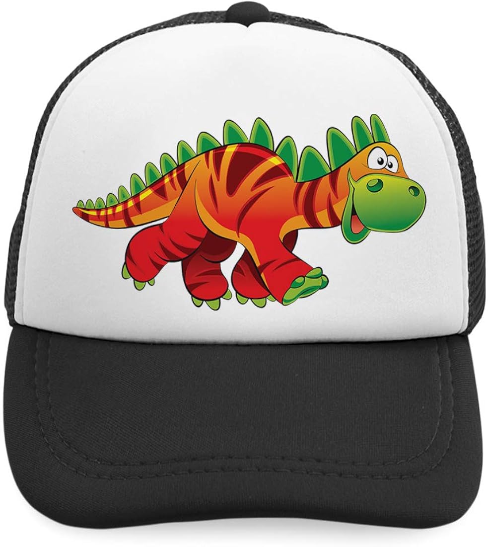 Summer Kids Trucker Hat Dinosaur Red Facing Right Dino Trex