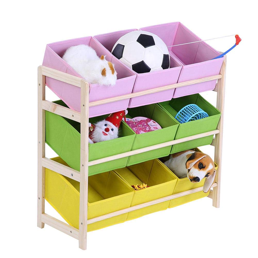EBTOOLS Estante de Almacenamiento de Juguetes de Madera de 3 Niveles 9